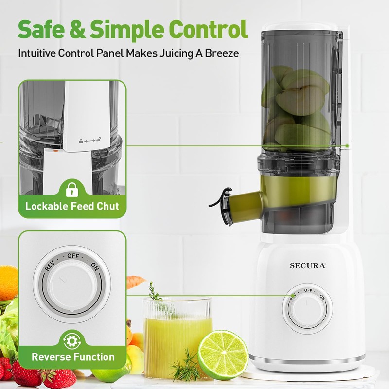 Secura Mesh Free Slow Juicer with Stainless Steel Prong Spiral