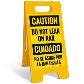 Caution Do Not Lean On Rail Bilingual Sidewalk Sign Kit, 10x16 Inches, with A Frame Stand, Made in USA