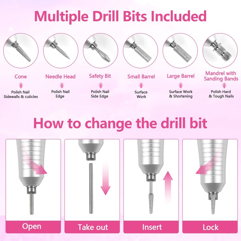 ANGNYA Nail Drill Electric File Machine Set for Gel &