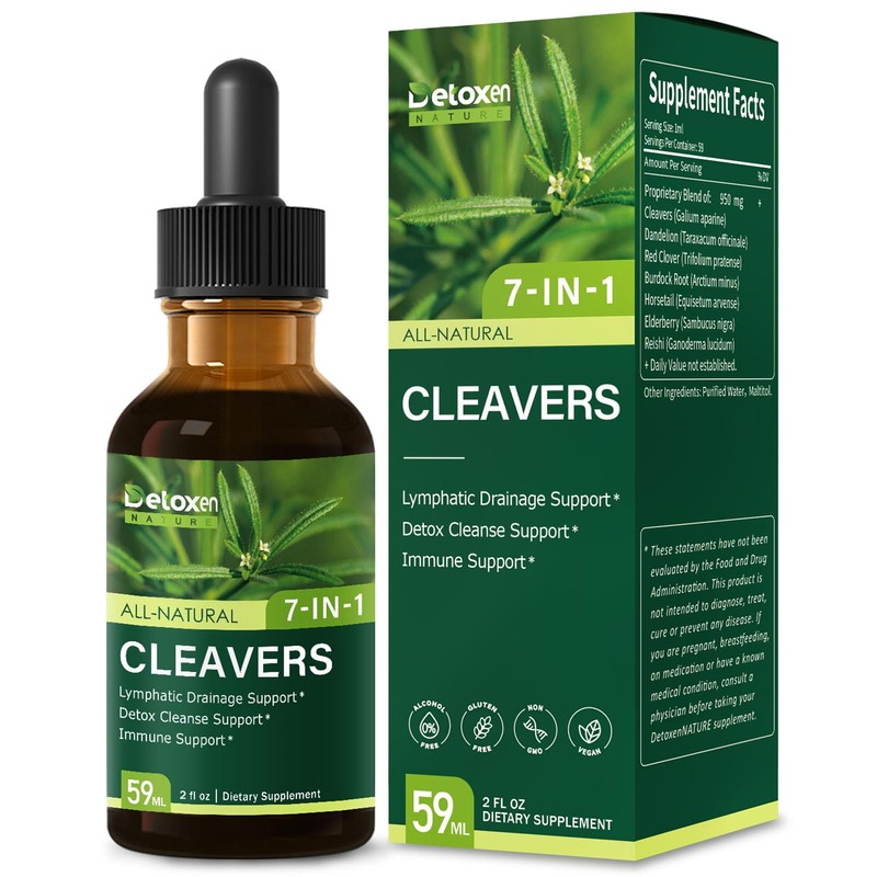 Cleavers Lymphatic Drainage Drops - Cleavers Herb Extract Tincture for