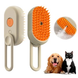 4 in 1 Cat Steam Brush, 2025 New Comb for Cats Dogs, Pet Steam Groomer Brush, Multifunctional Hair Removal Comb for Cats Dogs for Removing Tangled and Loosse Hair (Khaki)