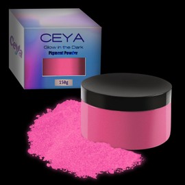Ceya Fluorescent Rose Red Glow Powder, 5.3oz/150g Glow in The Dark Pigment Powder, Luminous Powder Resin Color Pigment, Fluorescent Pigment Dye for Epoxy Resin Slime Paint Nail Art Party DIY Crafts