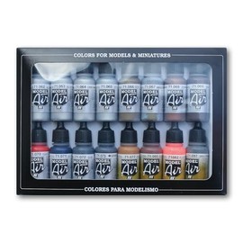 Vallejo Metallic Set Model Air Paint, 17ml, Multicolor, (Pack of 16)
