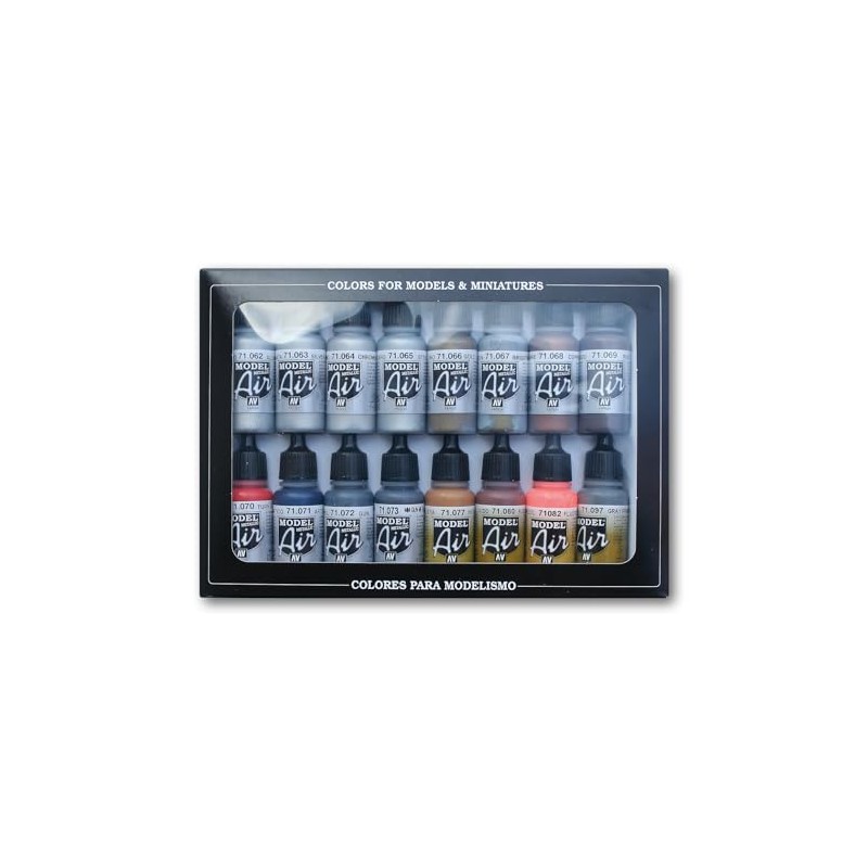 Vallejo Metallic Set Model Air Paint, 17ml, Multicolor, (Pack of