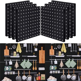 Peg Board, 8Pcs Pegboard Wall Organizer Panels Black Pegboard Wall Mount, ABS Pegboard for Home, Craft Room, Garage, Kitchen, Workshop, Tool Organization, 10 * 10in Peg Boards. (No Hooks and Bins).