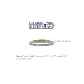 Silvershake 5 Stone Extra Petite Natural Peridot White Gold Plated 925 Sterling Silver Ring Size 8