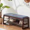 Achicsofar Shoe Rack Bench,2 Tier Solid Wooden Entryway Bench with