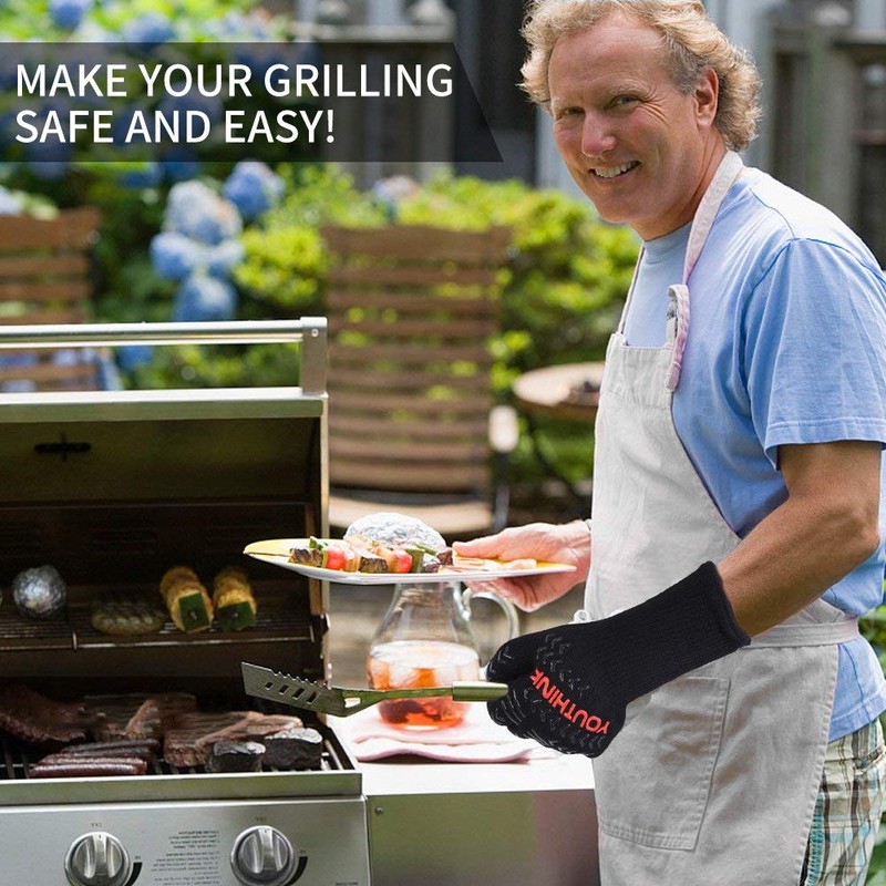 BBQ Cooking Heat Resistant Gloves, 1472°F(800ºC) Extreme Heat Resistant Grilling