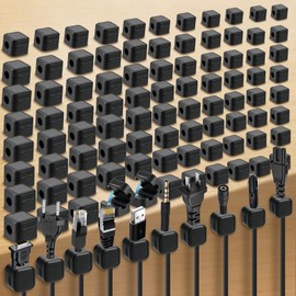 Magnetic Cable Clips 80 Pack Cord Organizer Holder - Adjustable Cord Holder Management, Spring Cable Holder Clips for Home Office,Desk,Phone,Wall,Desktop,Nightstand,Appliance
