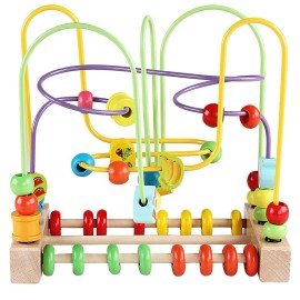 Qzmtoy Wooden Toys for Toddlers, Bead Maze Toy for Toddlers with Colorful Animals Fr...
