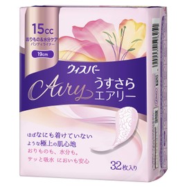 Whisper Thin Airy, 0.5 fl oz (15 cc), 7.5 inches (19 cm), 32 Pieces (Panty Liner, Absorbent Care, Urinary Leak Pads)
