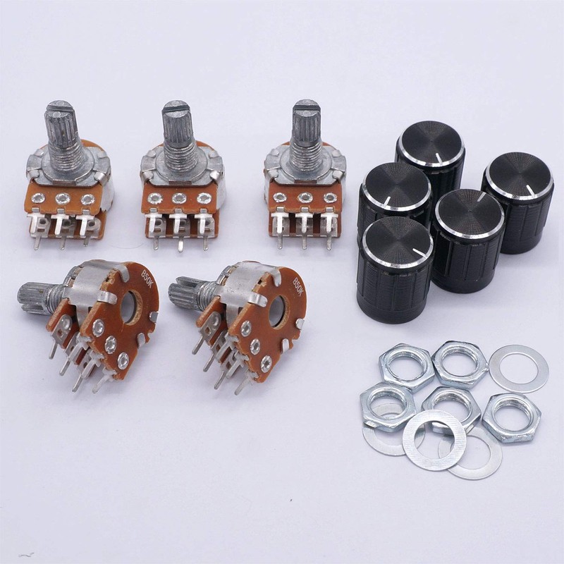 Taiss 5 Pieces 50K Ohm Potentiometer 6 Pins Split Shaft