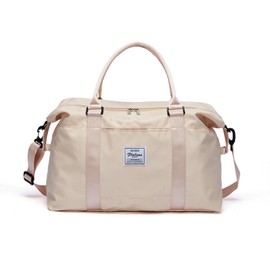 KARRESLY Travel Duffel Bag for Women,Shoulder Weekender Overnight Bag Sports Gym Tote Bag,Waterproof（Beige）