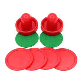 2 Pack Air Hockey Pushers and 4 Red Pucks, Plastic Air Hockey Accessories Lightweight Air Hockey Pucks,Pucks & Slider Pusher Goalies for Game Tables