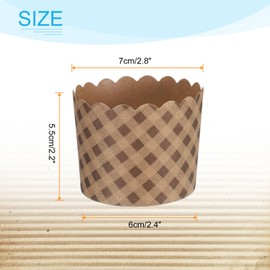 sourcing map 100Pcs Paper Baking Cups 6oz Brown Kraft Paper Muffins Liners Cupcake Greaseproof Disposable Bulk Wrappers for Wedding Birthday Graduation, Plaid