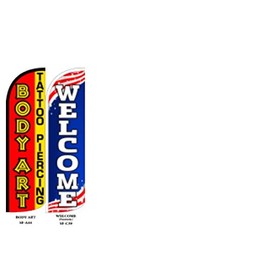 Body Art, Welcome Windless Full Sleeve Extra Protection King Size Swooper Flag Pack of 2