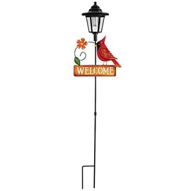 Solar Cardinal Decorative Stake, Durable Metal, Outdoor Décor - Measures 4 1/3" Long x 8" Wide x 33 1/2" High by Fox RiverTM Creations
