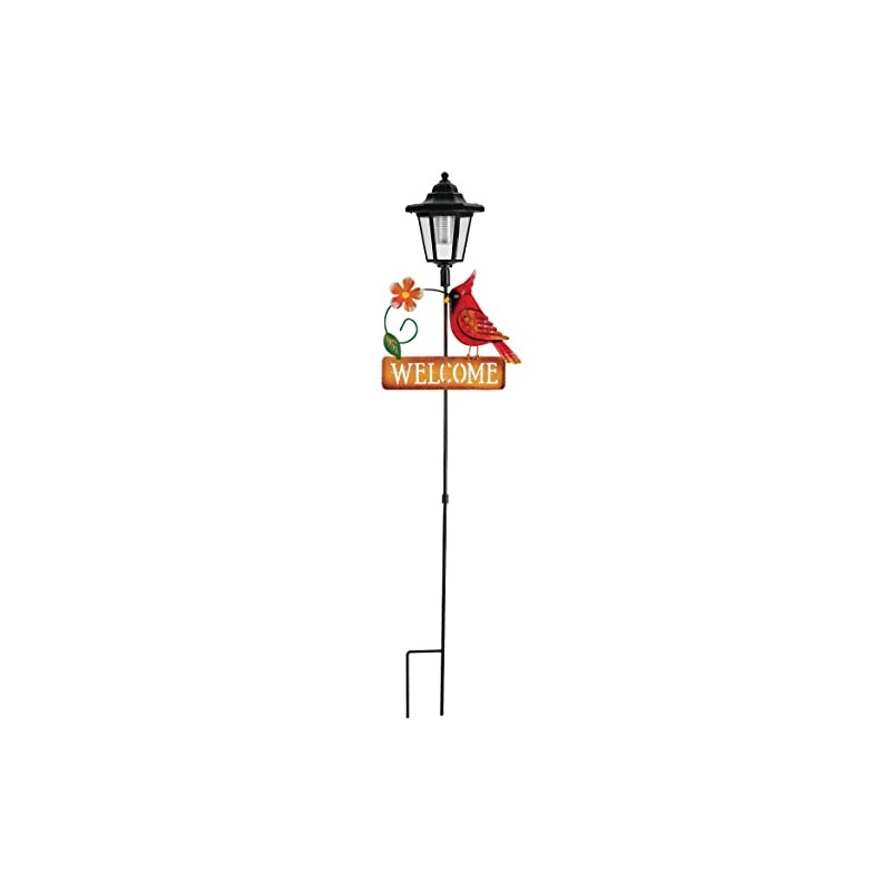 Solar Cardinal Decorative Stake, Durable Metal, Outdoor Décor - Measures