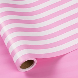 RUSPEPA Reversible Wrapping Paper Roll, for Girls Jumbo Roll, Pink White Stripe and Solid Pink Gift Wrap for Baby Shower, Birthday, Valentine's Day, Wedding, Bridal Shower, 30 Inches x 32.8 Feet