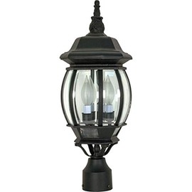 NUVO 60/899 Central Park Outdoor 3-Light Post Lantern, 60 Watts/120 Volts (Black), 21 x 7.4 Inches
