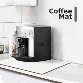 Dish Drying Mat Coffee Bar Mat for Kitchen Counter, Absorbent Dish Rack Pad Heat Resistant Hide Stain with Non-slip Rubber Backed Coffee Accessories Fit Under Espresso Machine Maker White 12"x19"