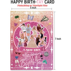 Funny Birthday Card Styles for Taylor Fans- Singer Happy Birthtay Foldable Bling Style - Great Sweet Birthday Gifts for Women Girls Her Him Men for Fans - Includes 5x7 Birthday Card with Envelope for Swiftes