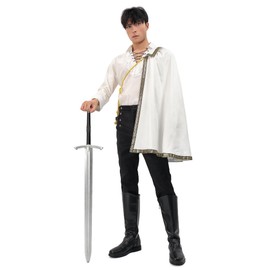 PROCOS Medieval Tudor Cape Renaissance Cavalier Half Shoulder Shawl Black Hooded Cape Shrug Ranger's Cloak LARP