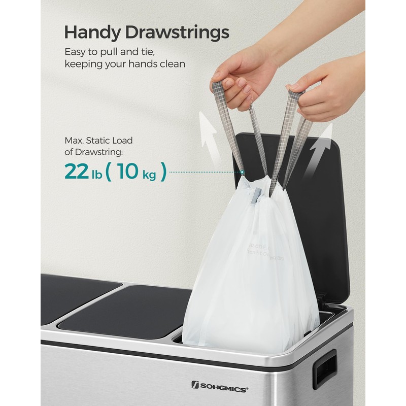 SONGMICS Trash Bags for 4-5.3 Gallon (15-20L) Trash Cans, 80