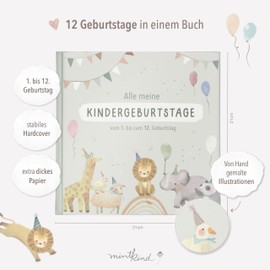Mintkind Children's Sage Photo Album - Memory Book Children's Birthday with Filling Pages - Memory Album 1 to 12 Years - Birth Gift for Boys & Girls