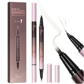 2 Pack Curved Eyebrow Pen, 2 in 1 Dual Ended Microblading Eyebrow Pencils for Women, Waterproof and Last All Day 4 Tip Brow Pencil with Precise Tip for Natural and Hair Like Brows (Truffle)