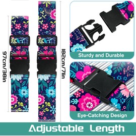 Slohif Luggage Straps for Suitcases Travel Belt Accessories Luggage Connector Identifiers Over Handle with Buckle Unique Nylon Adjustable Strap for Sleeping Bag Car Seat Flower (2 Pack)