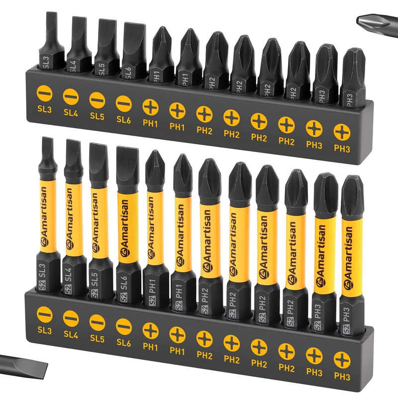 Amartisan 24-piece Screwdriver Bit Set | Magnetic Slotted Phillips driver