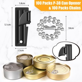 Tarpop Bulk 100 Pieces P51 Can Openers Military Stainless Steel Survival Camping Army Emergency Portable Keychain Manual Can Opener for Travel Christmas Gift(Black)