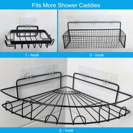 ZOMETUO 15 Pack Shower Caddy Adhesive Replacement, No Drilling Shower Shelf Adhesive, Strong Caddy Sticker Hooks Replacement for Showers Shelves and Kitchen Racks Organizer