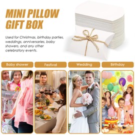 YQWIN 100Pcs Pillow Boxes Small Gift Boxes Food Party Decorations White Candy Box Goodie Bag Treat Bags Cupcake Container Box Packaging Container for Baby Shower Birthday Party Wedding Anniversary