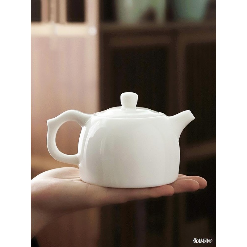 Fujian Dehua high white porcelain teapot, Lantern pot, Kung fu