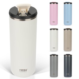 TYESO Tumbler with Lid, Non-Collapsible, Vacuum Insulated, Large Capacity, Stainless Steel, Thermos, Water Bottle, Cold Insulation, Coffee Cup, Direct Drink, Carry, Dishwasher Safe, Removable Lid and