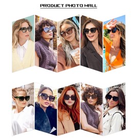 HEPTAGRAM Retro Oversized Sunglasses Womens Big Square Vintage Designer Sunnies 2023 (All Black)