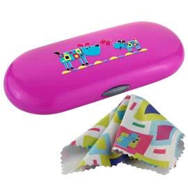 Noble Pack Kids Eyeglass Protect Case,Hard Shell Holder,With Microfiber Cleaning Soft Cloth - (Fuchsia/Pink)