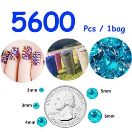 5600pcs Resin Flatback Rhinestones for Crafting, Sky Blue Silverback, 3mm SS12 Craft Rhinestones Beads, Non-Hotfix Crystal Blue Gems Stones Diamonds for DIY Nail Art Decoration, Tumblers,Mugs Decor