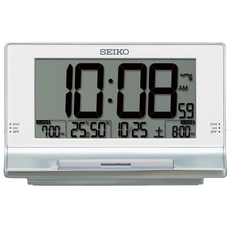 Seiko Clock SQ322S Digital Alarm Clock Radio Silver Metallic 4.0