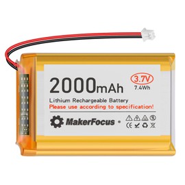 MakerFocus 1pcs 3.7V 2000mAh 7.4Wh Lithium Polymer Rechargeable Battery 1S LiPo Battery with Protection Board Insulated Rubber Tape and JST 1.25 Plug for ESP32 Development Board, Mesh Node T114
