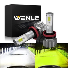 WENLE H8/H9/H11/H16 LED Fog Lamp, 2 Color Switching, White/Lemon, For DC 12V Cars, Bright, 15,000 LM, 40 W, Integrated, Non-Polarity, Adjustable Optical Axis, Fanless, Color Change Valve, Set of 2