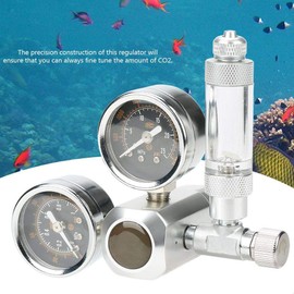 Pssopp CO2 Pressure Regulator CO2 Aquarium Pressure Regulator Valve with 2 Pressure Gauges for Aquarium Systems