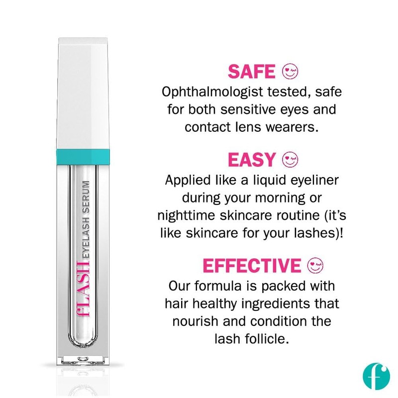 fLASH Eyelash Serum for Long, Curled Natural Lashes - Enhances