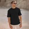 180g Men's Pure Cotton Crew Neck Short Sleeve T-ShirtColor: Black,