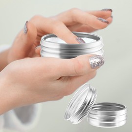 BOHUIZ 15ml Small Tins with Lids, 10Pcs Round Threaded Double-sided Aluminum Box Travel Sized Leakproof Face Cream Cosmetic Sample Jar Refillable Containers for Cosmetic, Candles, Candies(Silver)