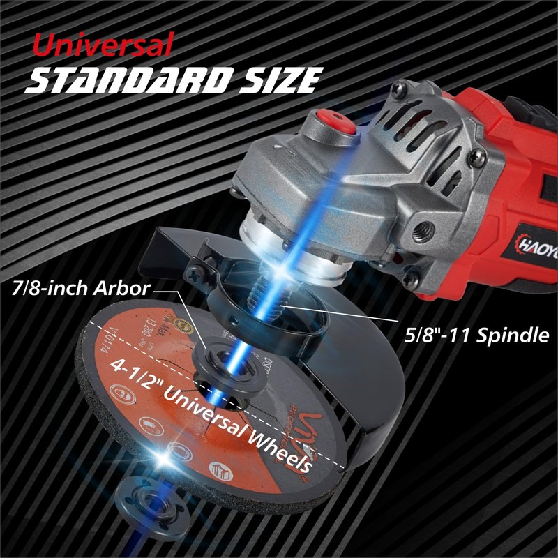 HAOYOO Cordless Angle Grinder 4-1/2 inch, Compatible with makata 18V
