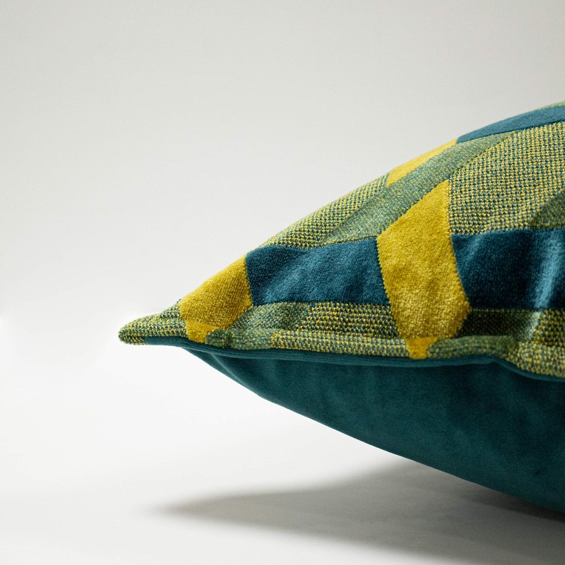 Paoletti Delano Cushion Cover, Teal/Gold, 40 x 60 cm
