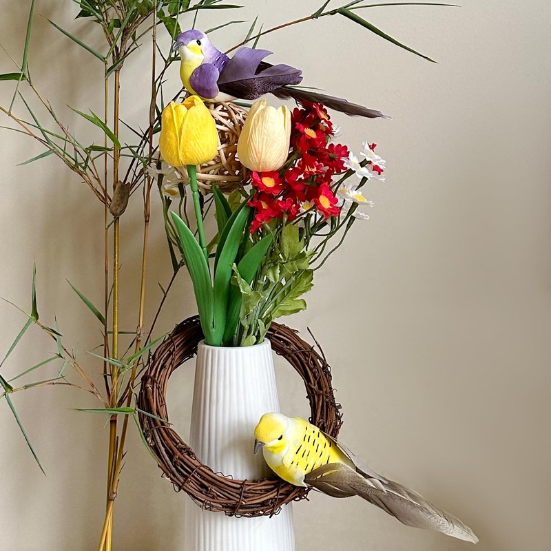 LWINGFLYER Artificial Birds Decoration Colourful Bird with clips for Crafts